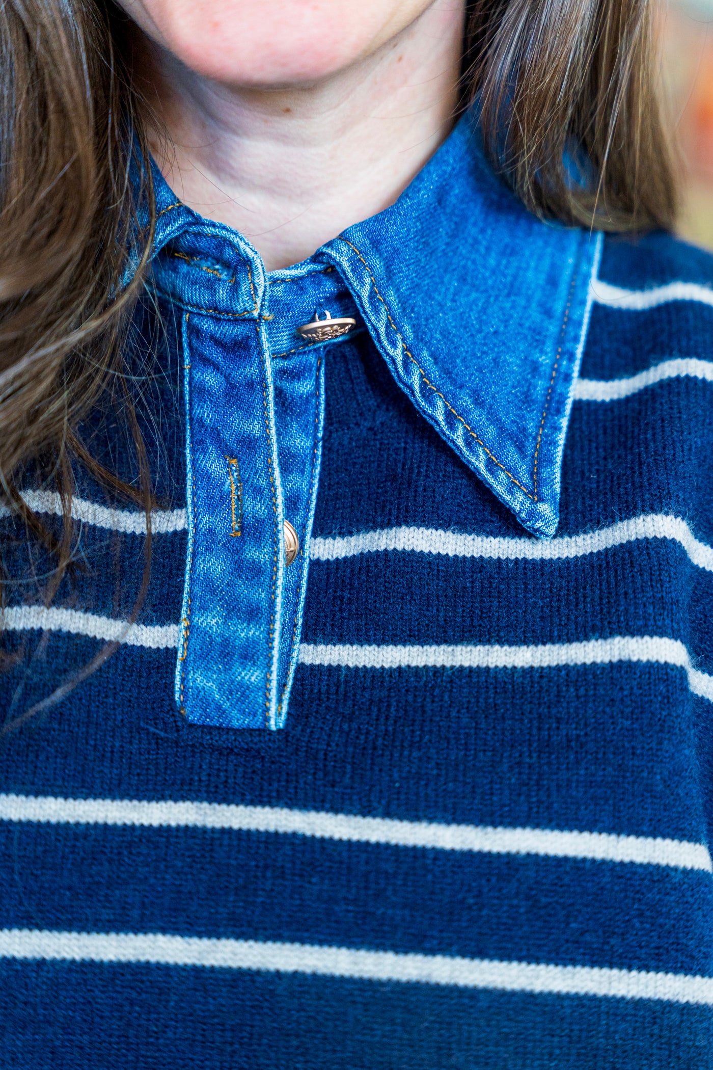 Sofia Stripe Denim Combo Top