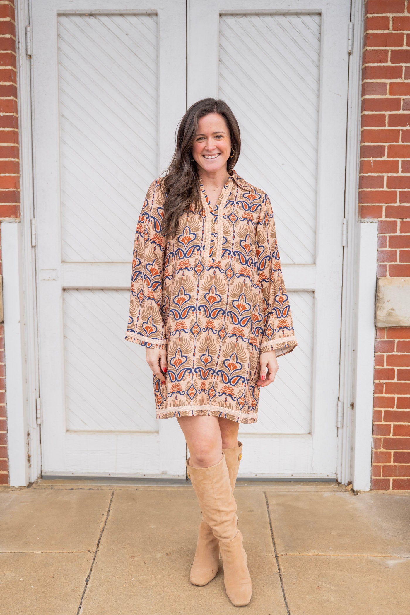 Boho Print Shift Dress