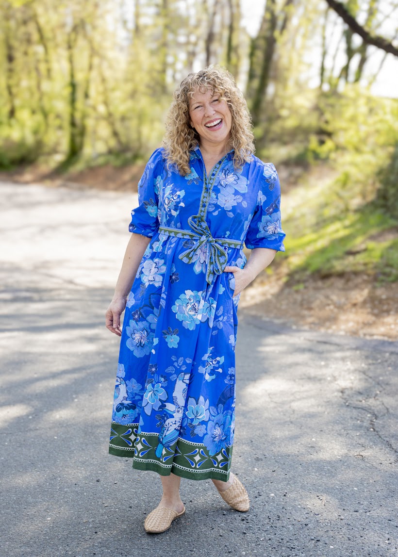 Remi Midi Dress in Sapphire Florals