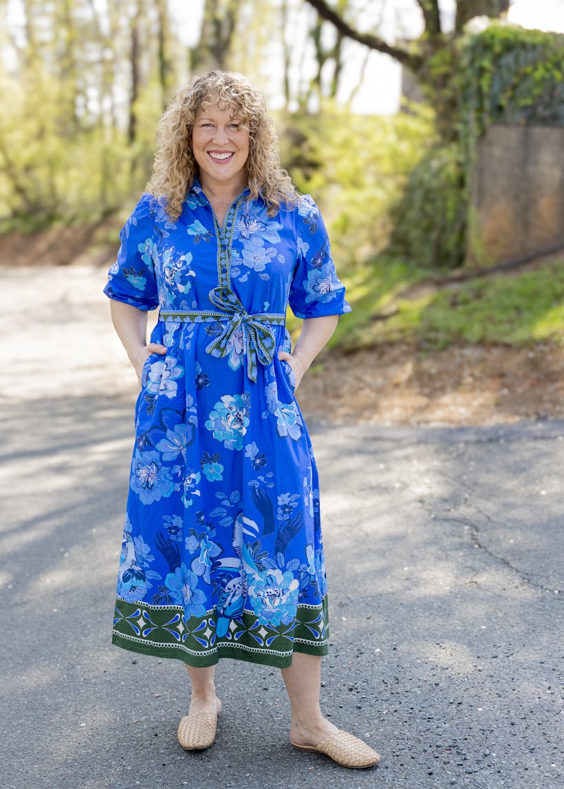 Remi Midi Dress in Sapphire Florals