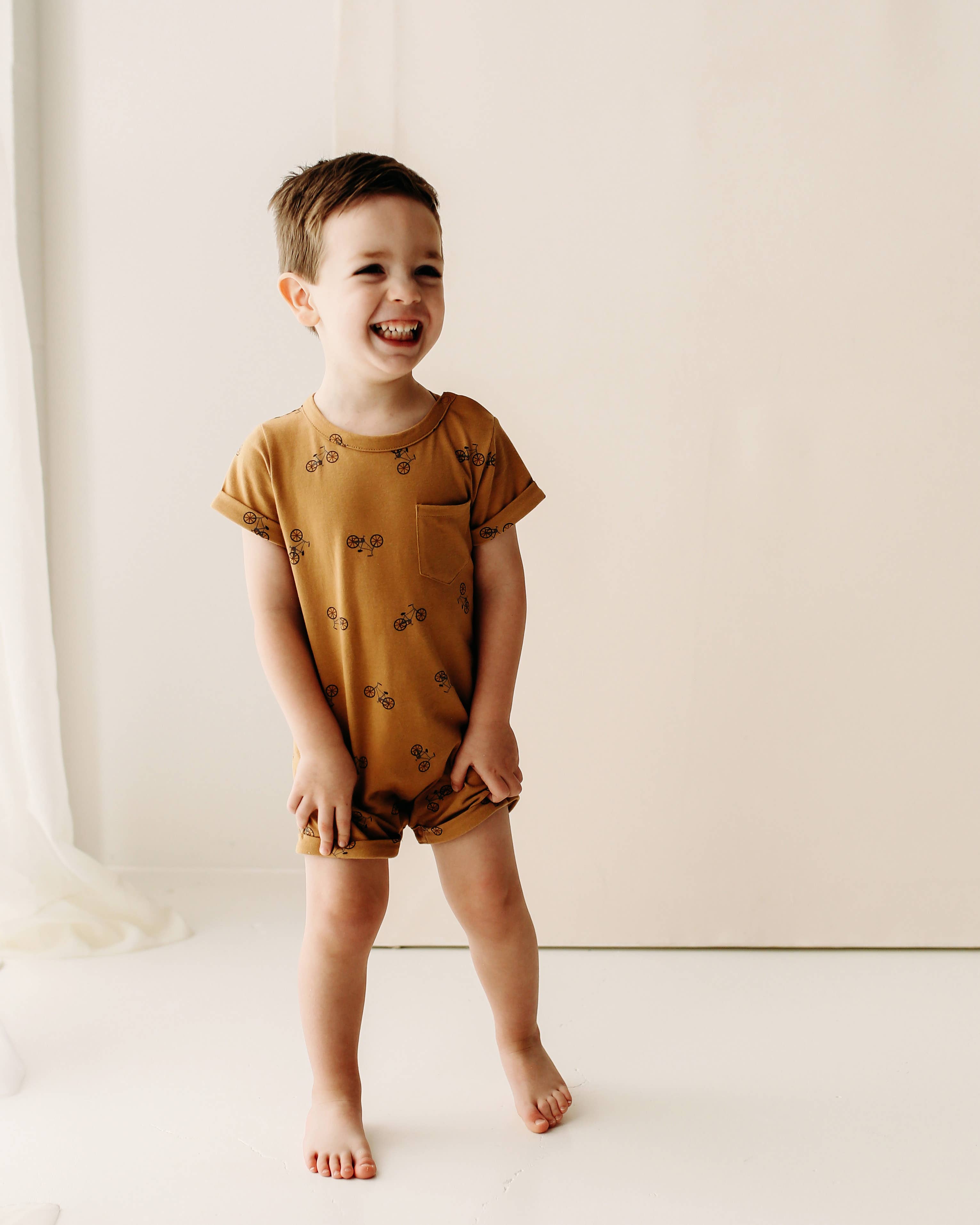 Short Sleeve Romper - Bikes