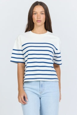 The Maddox In Cream/Navy Stripe