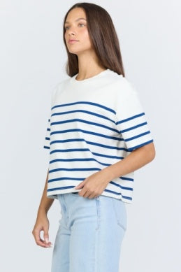 The Maddox In Cream/Navy Stripe