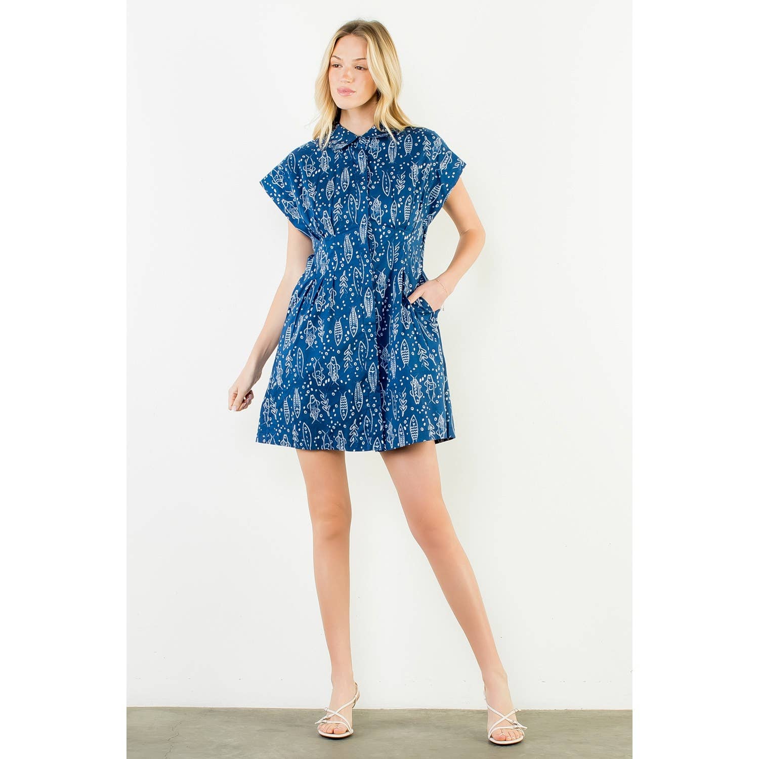 Short Sleeve Fish Print Dress
