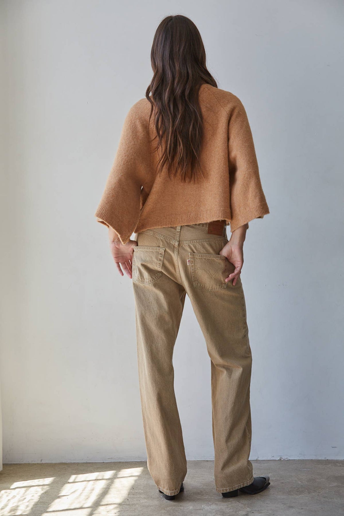 Boxy Camel Turtleneck Sweater