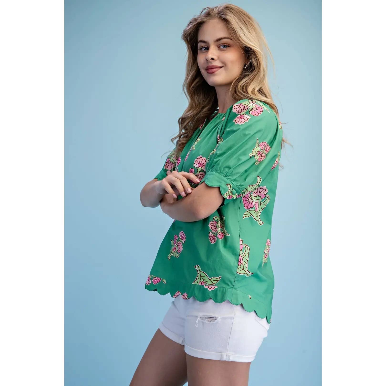 Floral Print V-Neck Blouse