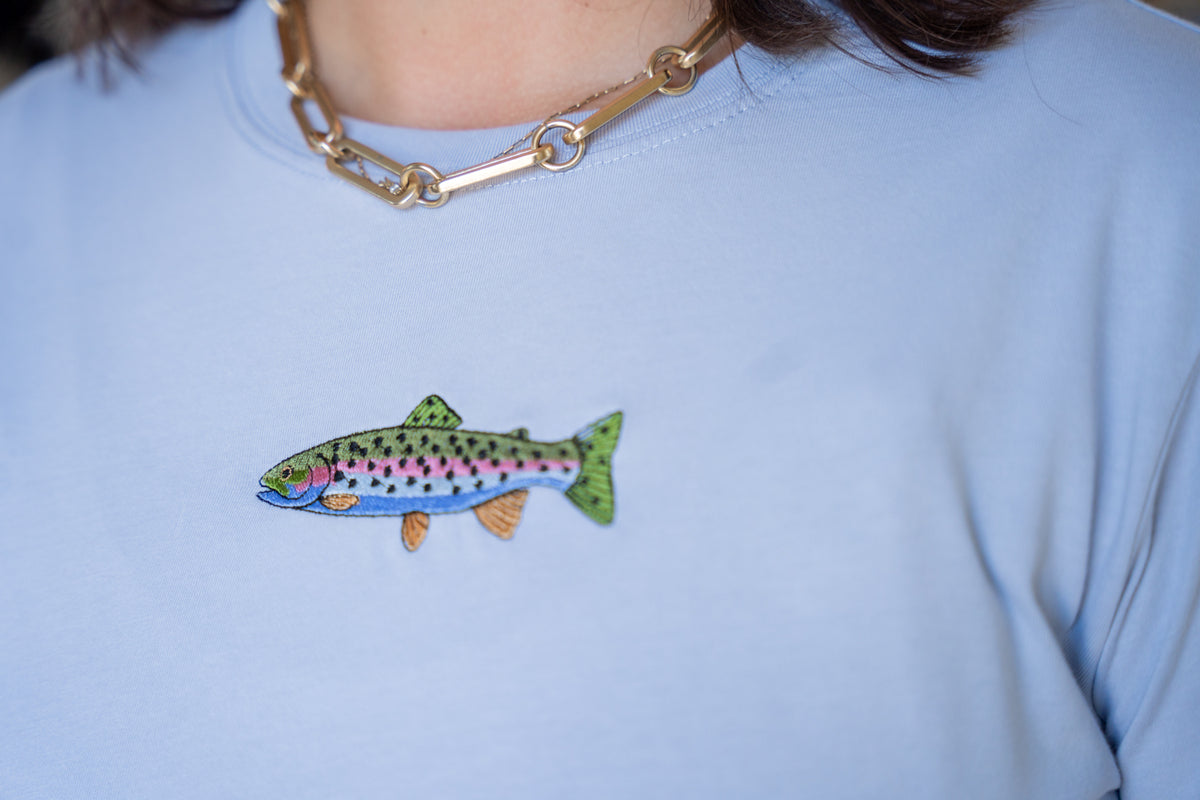 Chambray Cotton Crewneck Tee