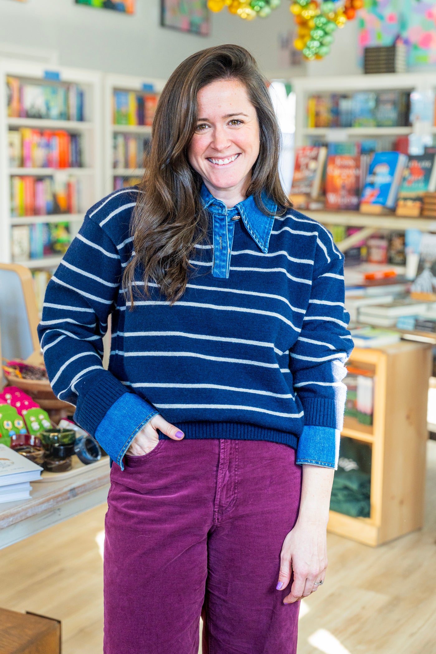 Sofia Stripe Denim Combo Top