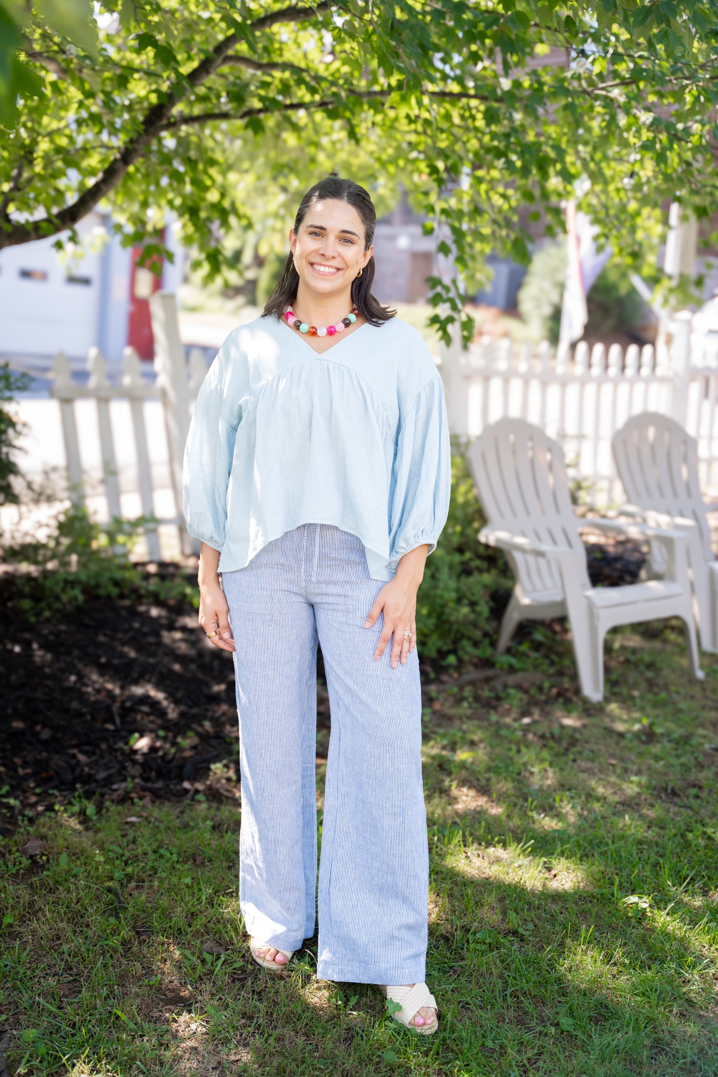 Sky Linen Wide Leg Pants