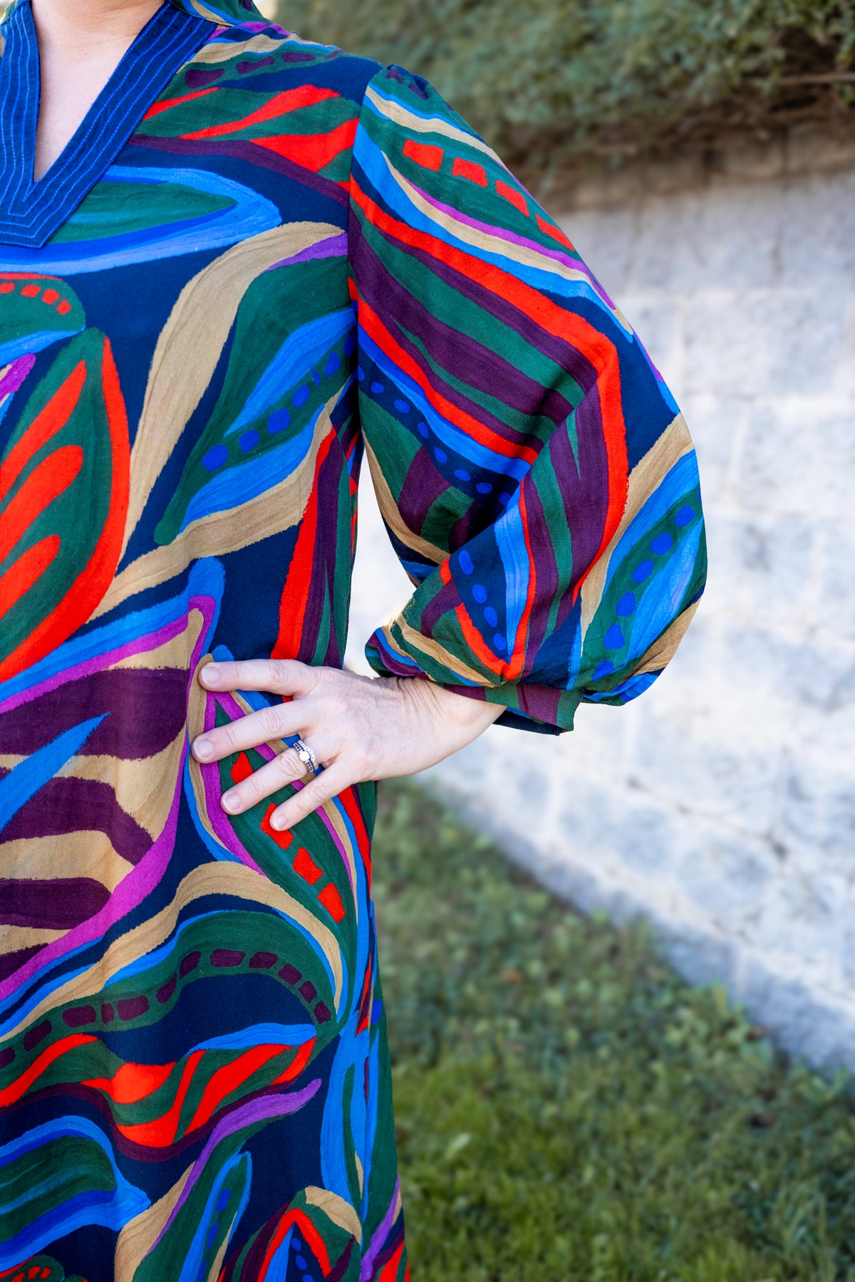 Navy Swirl Midi Dress