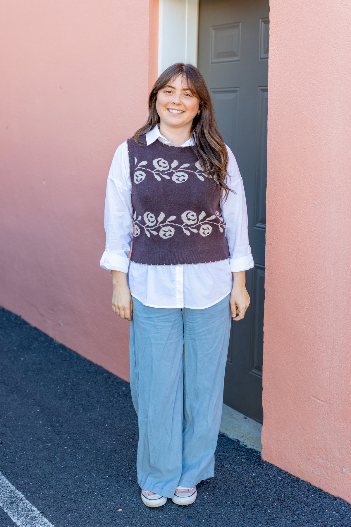Annie Dark Brown Sleeveless Sweater
