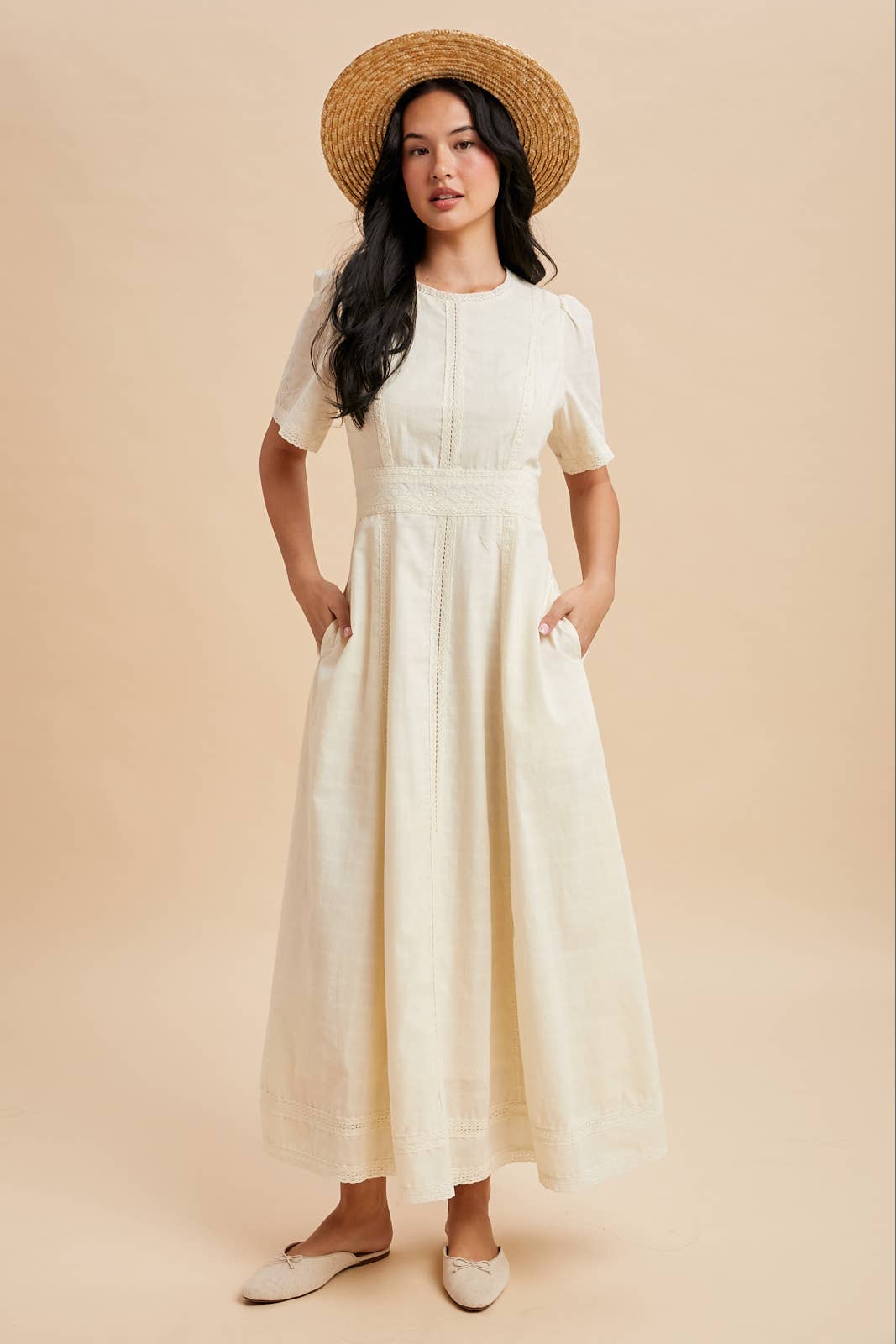 Buttercream Lace Inset Maxi Dress