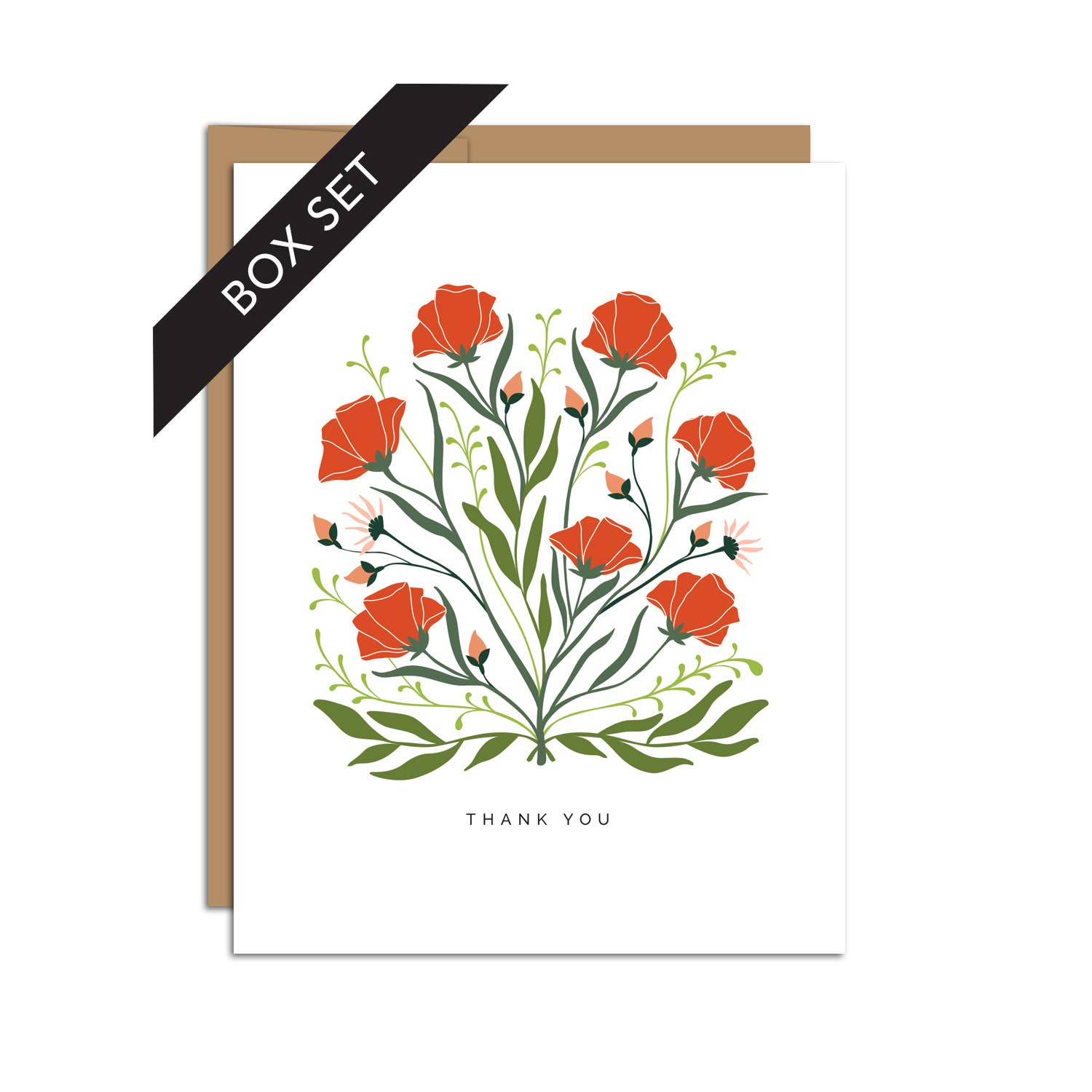 "Thank You" Poppies + Wildflowers / Thank You / BOX SET OF 8