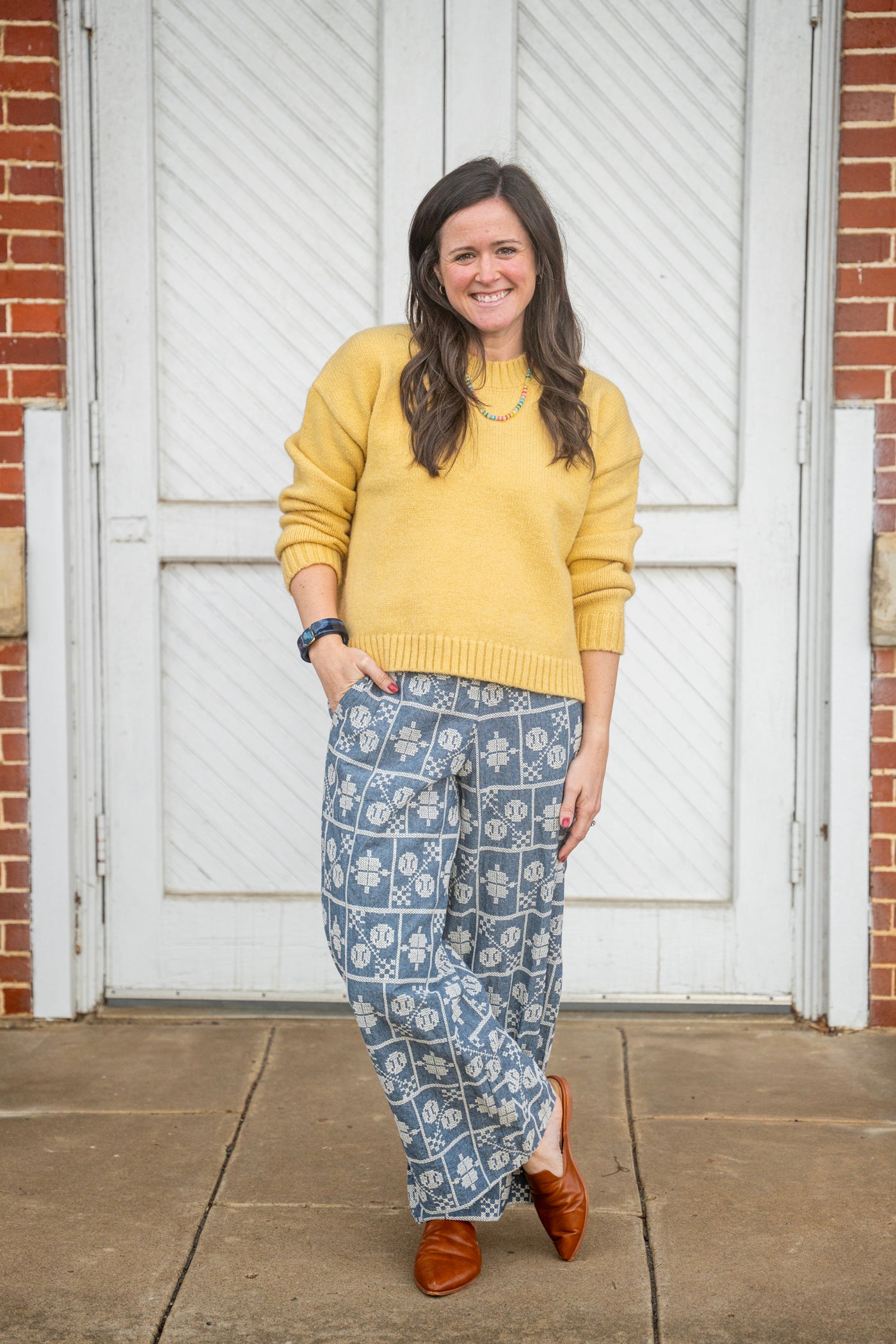 Indigo Embroidered Pants