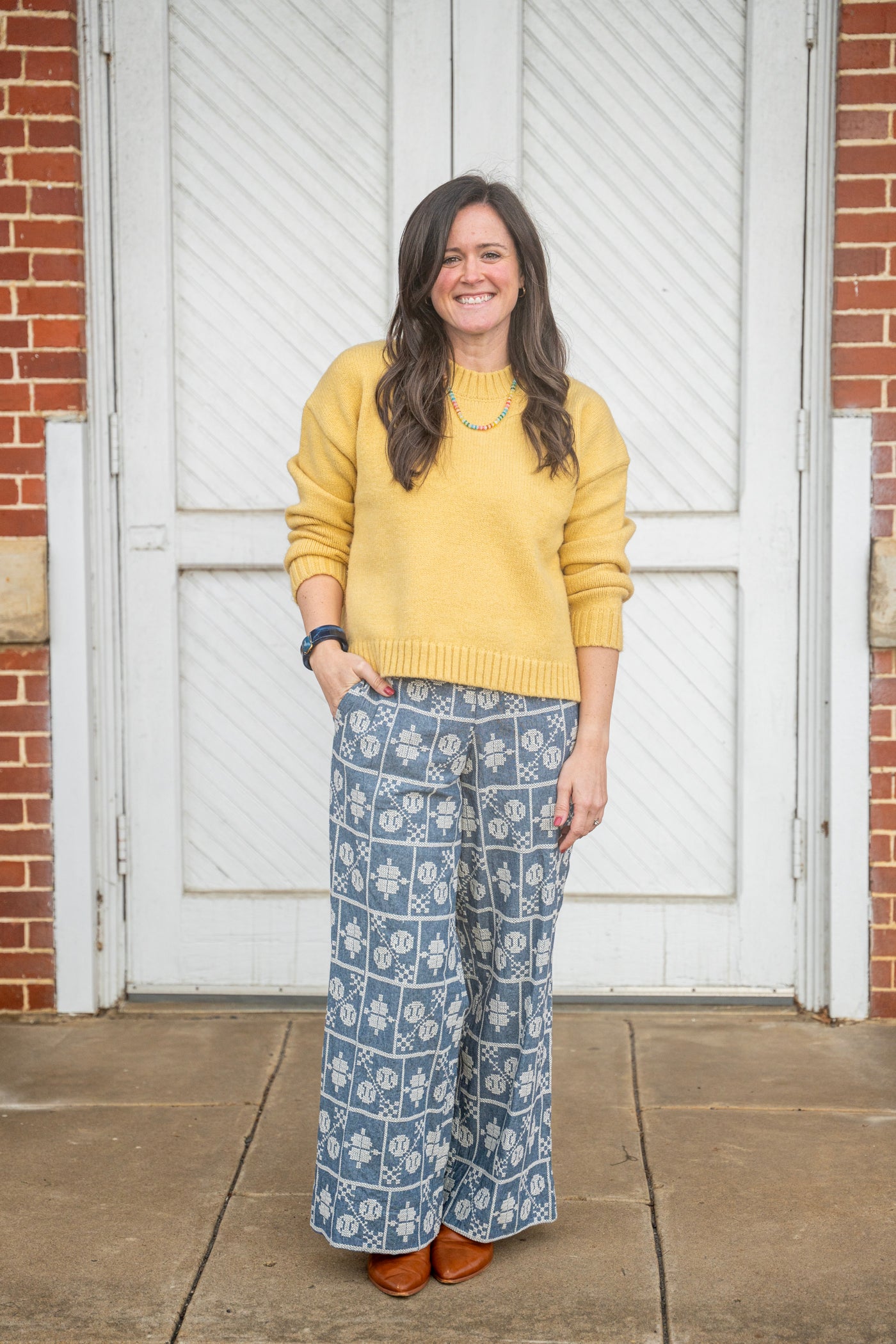 Indigo Embroidered Pants