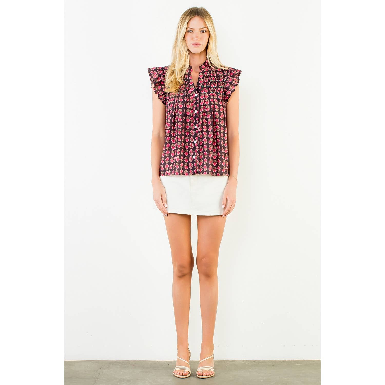 Cassidy Flutter Sleeve Button Top
