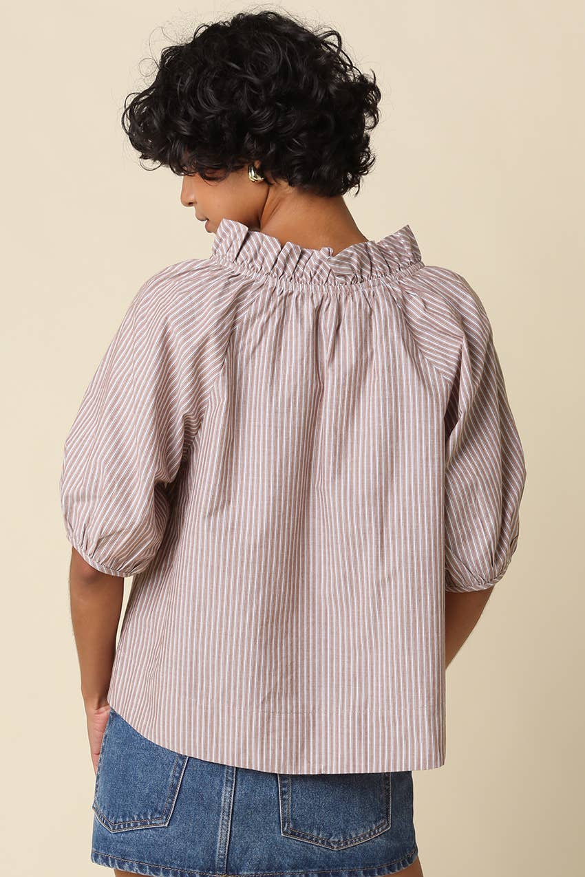 Evan Stripe Puff Sleeve Blouse