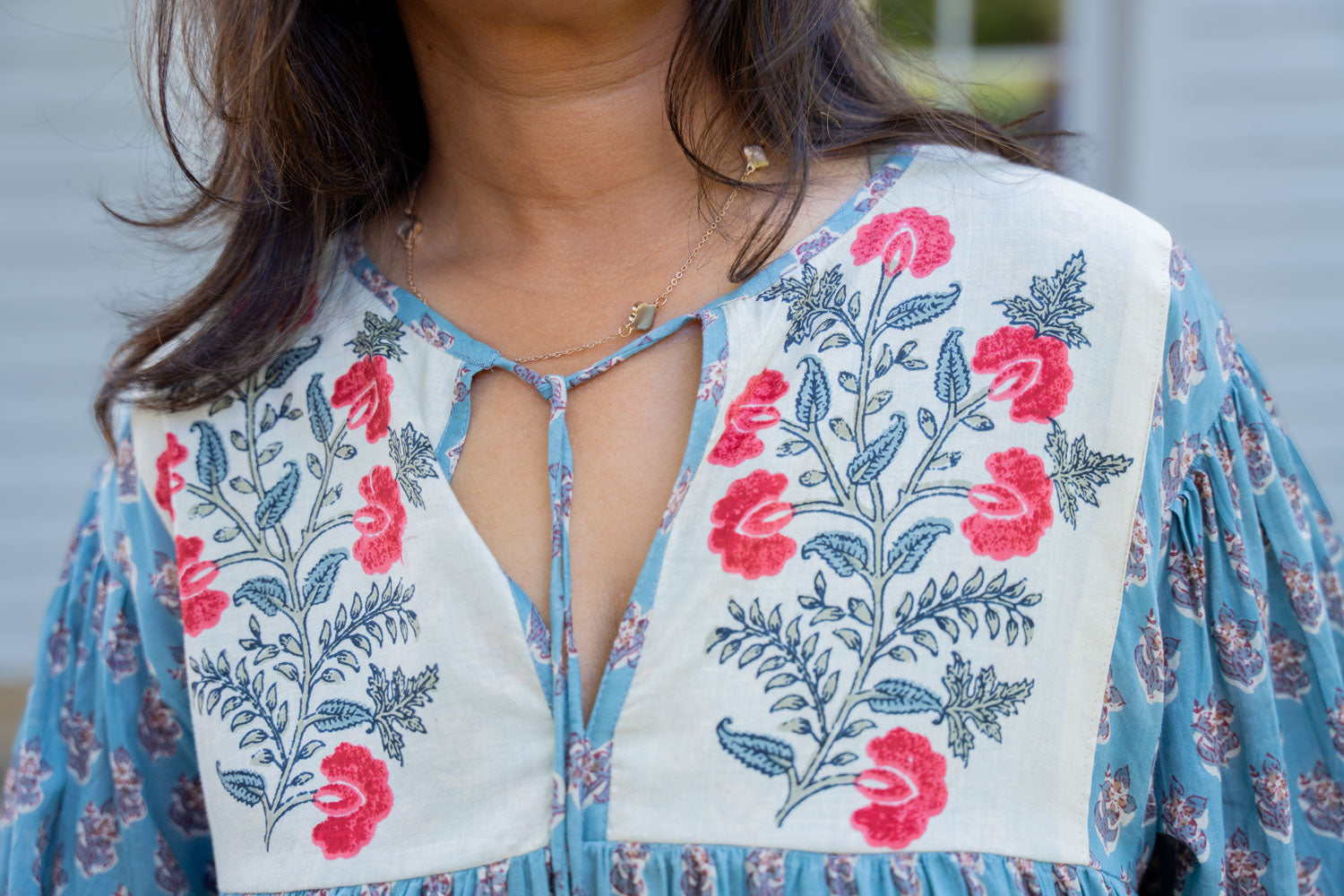 Bib Floral Block Print Dress