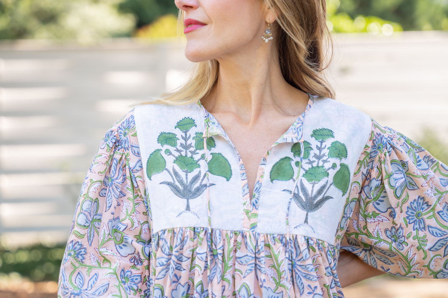 Bib Floral Block Print Dress