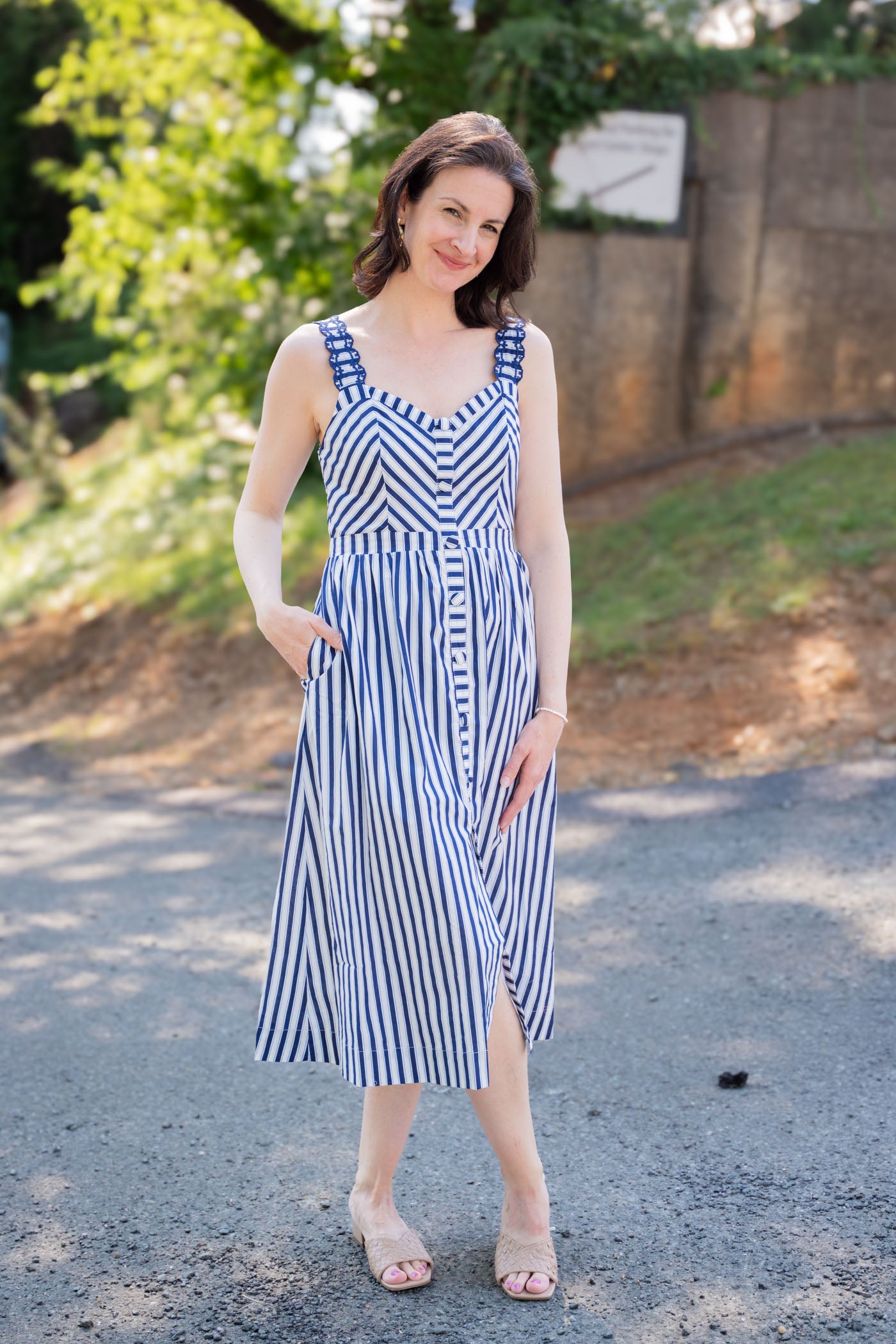 June Striped Midi Dress