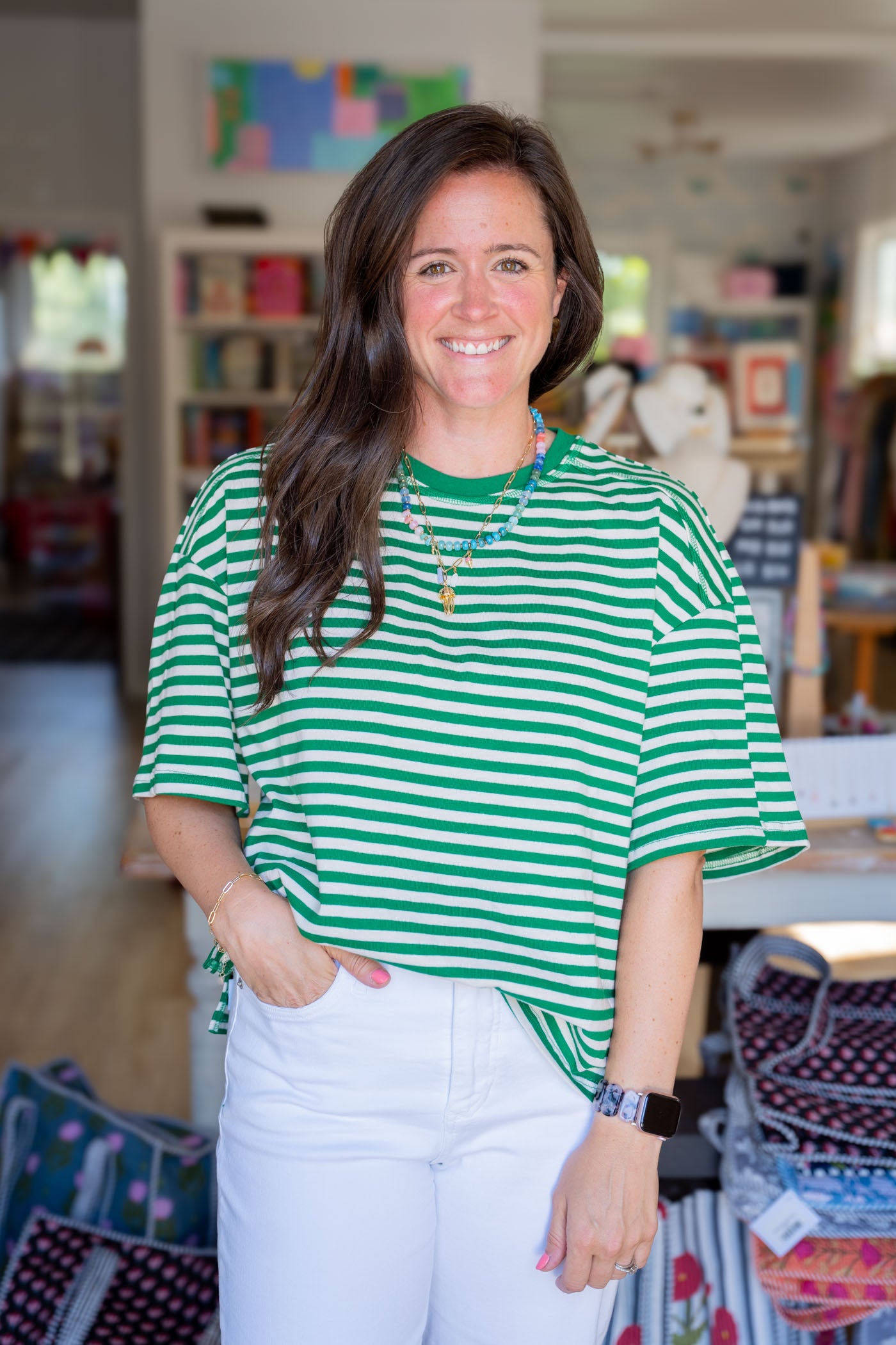 The Max Striped Boxy Elbow Tee