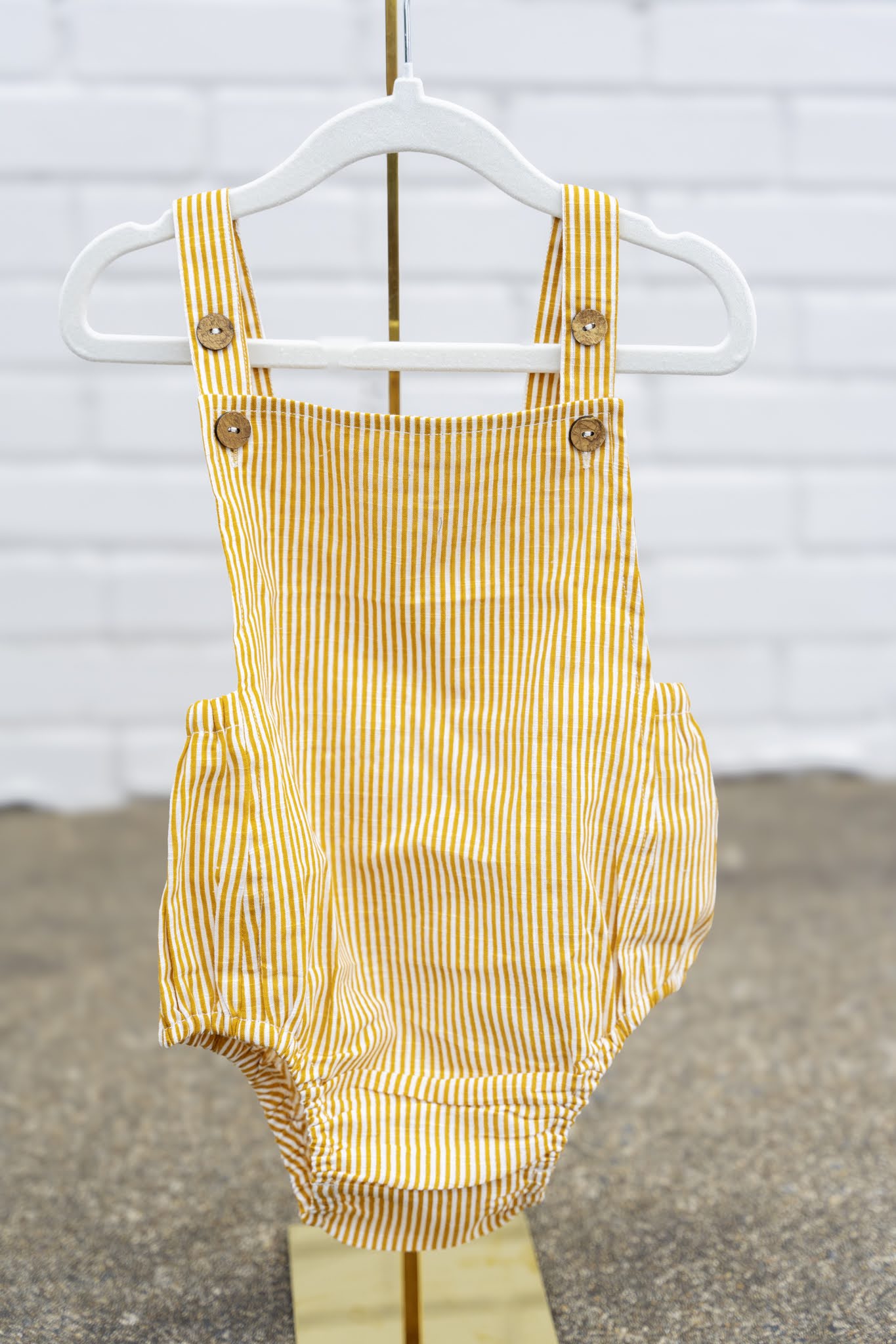 Mustard Stripe Baby Boy Bubble