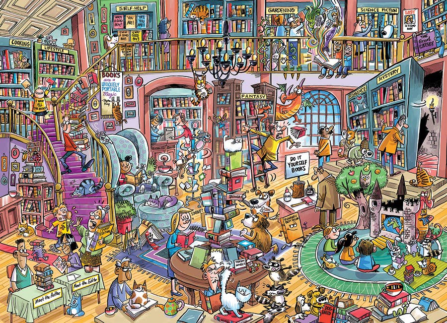 DoodleTown: Bookshop Bedlam 1000pc puzzle