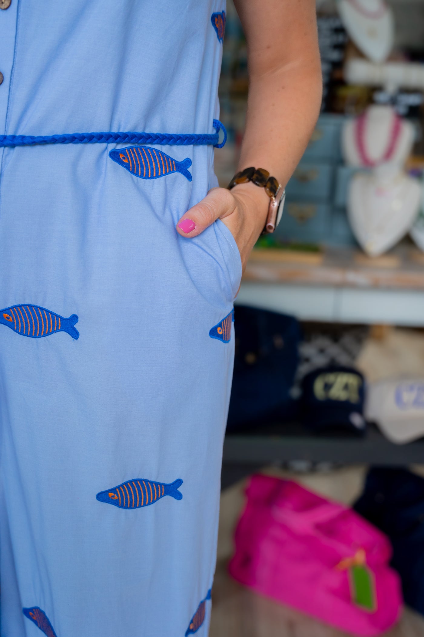 Embroidered Fish Jumpsuit