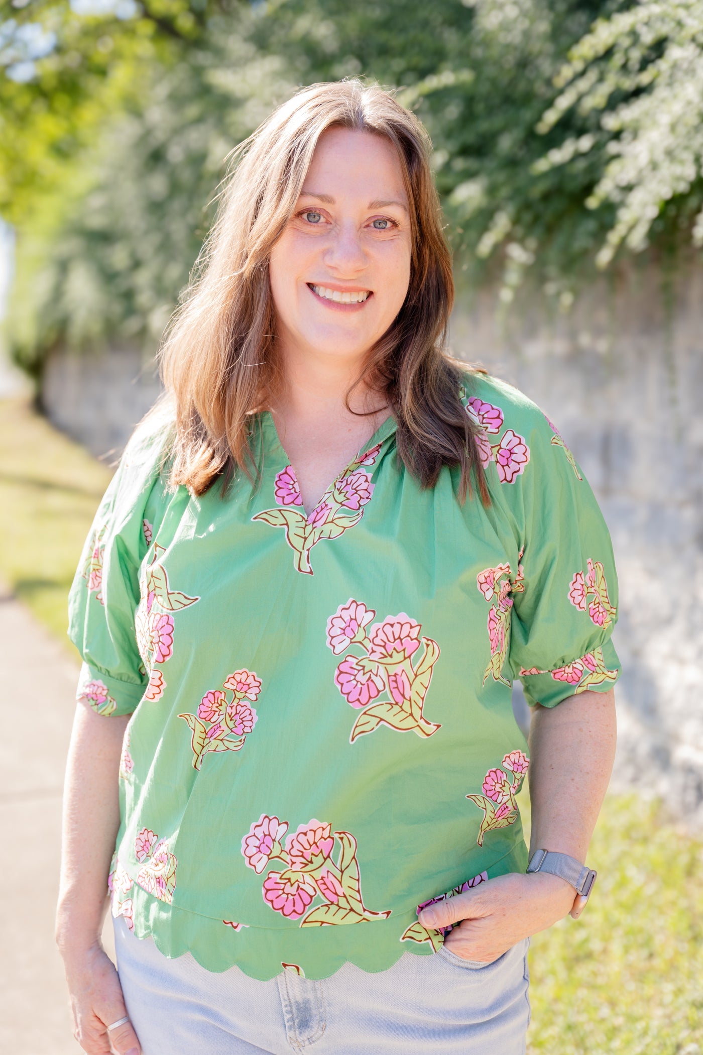 Floral Print V-Neck Blouse