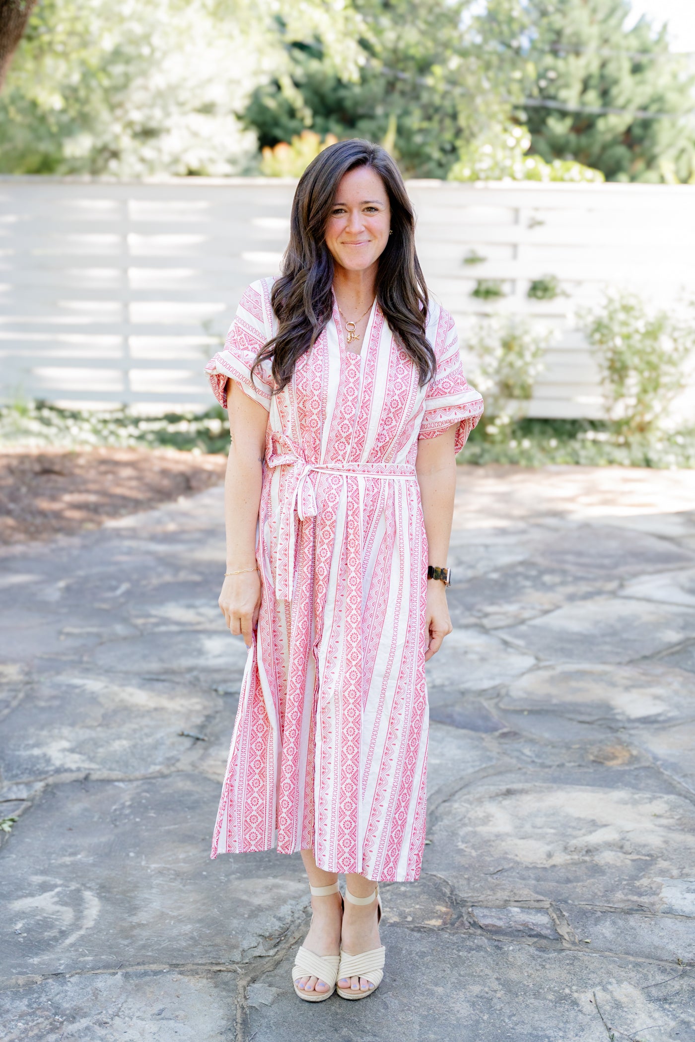 Crimson Weave Shirt Dress