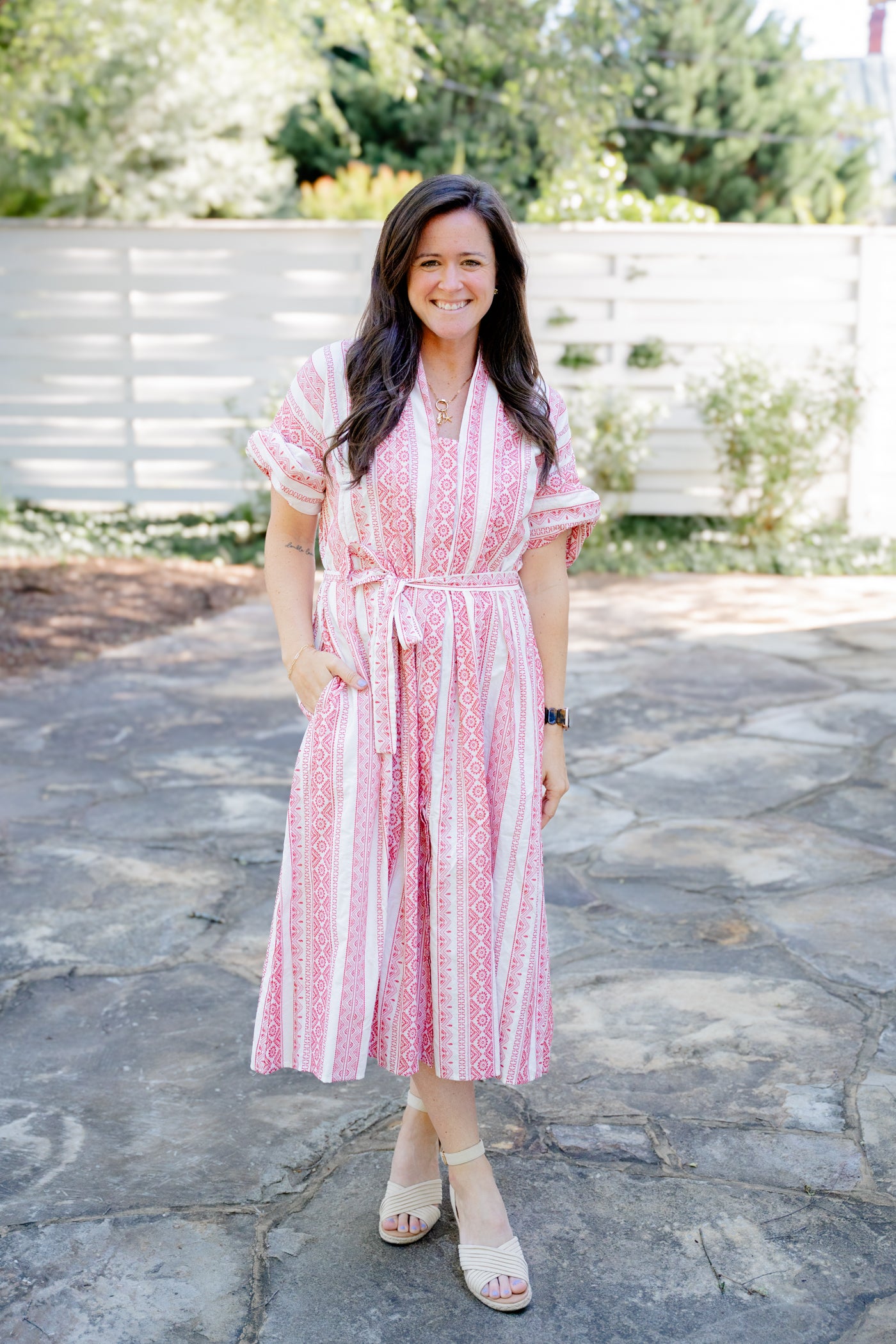 Crimson Weave Shirt Dress