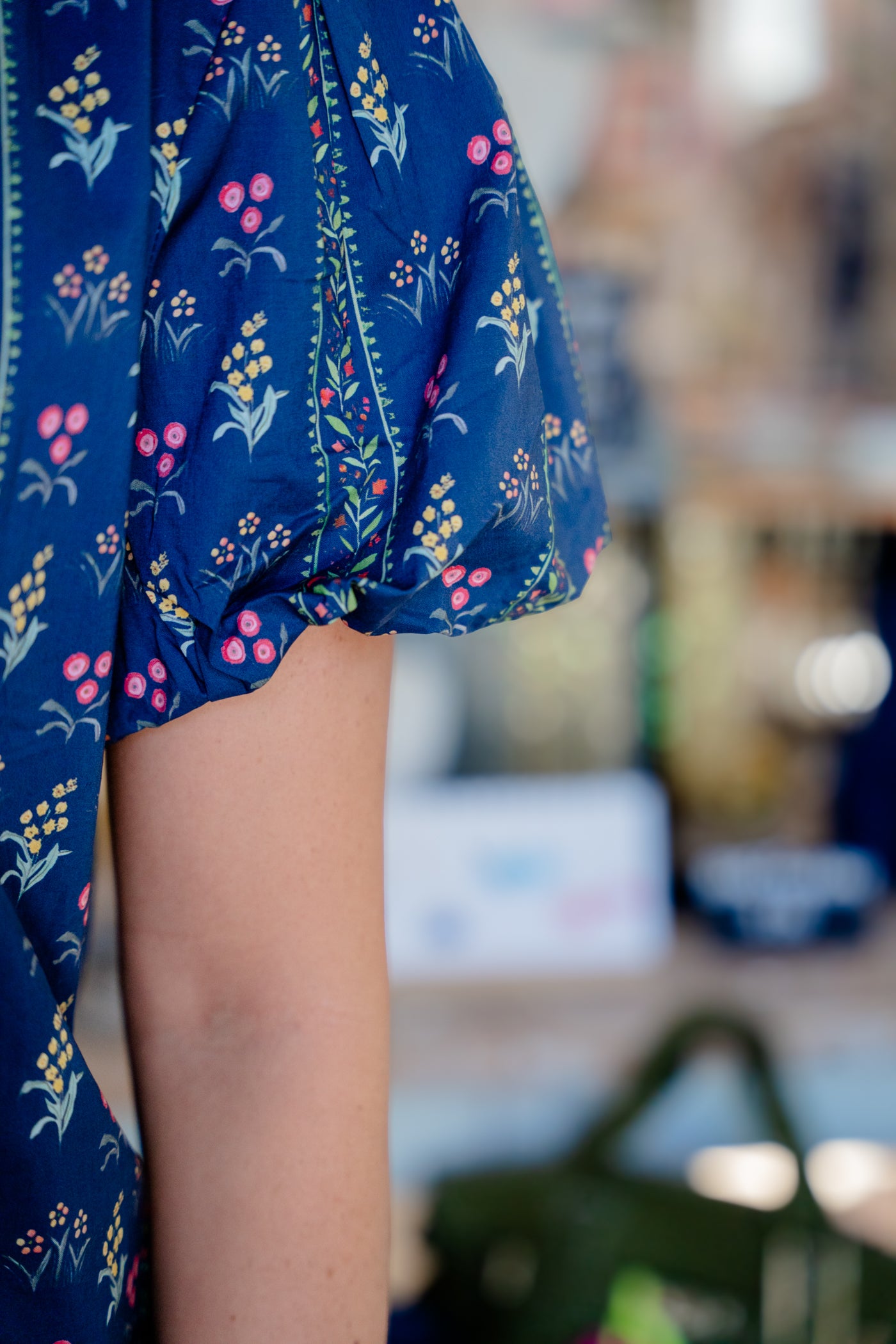 Samantha Navy Puff Sleeve Top