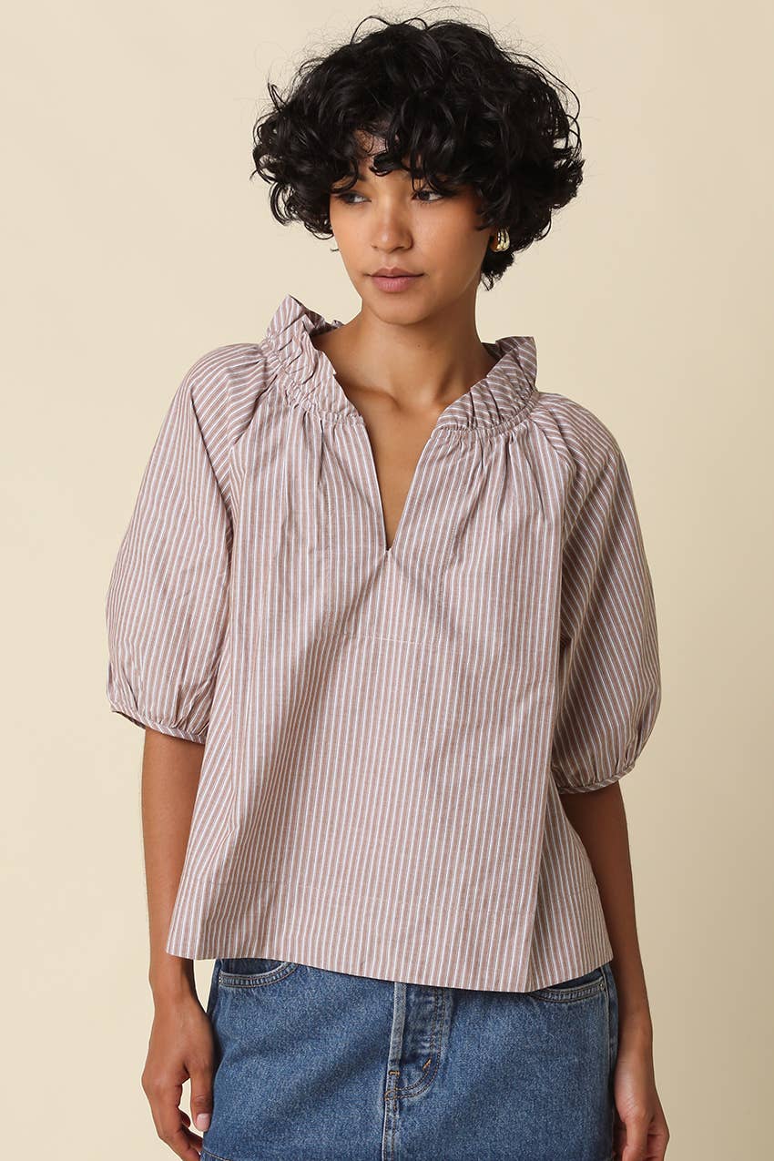 Evan Stripe Puff Sleeve Blouse