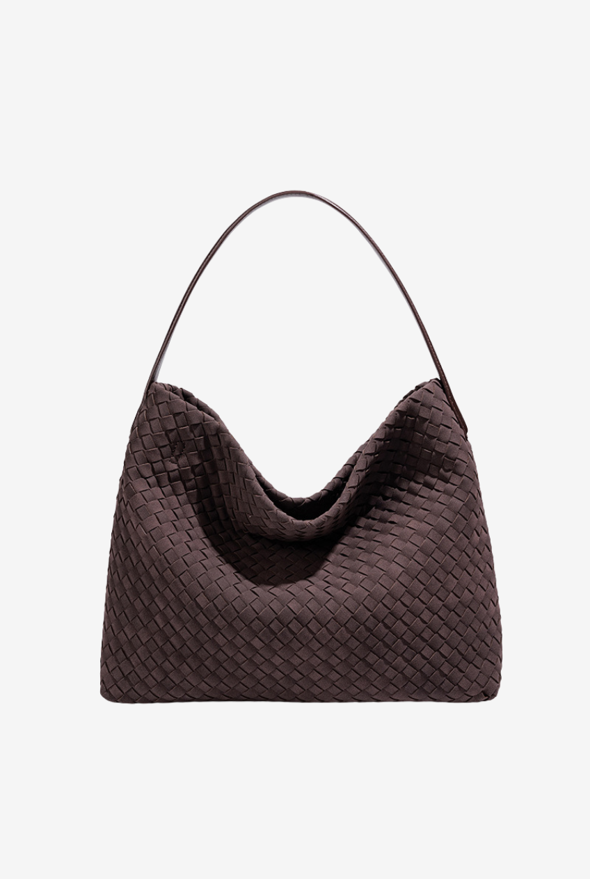 Woven Suede Hobo Crossbody Bag: Espresso