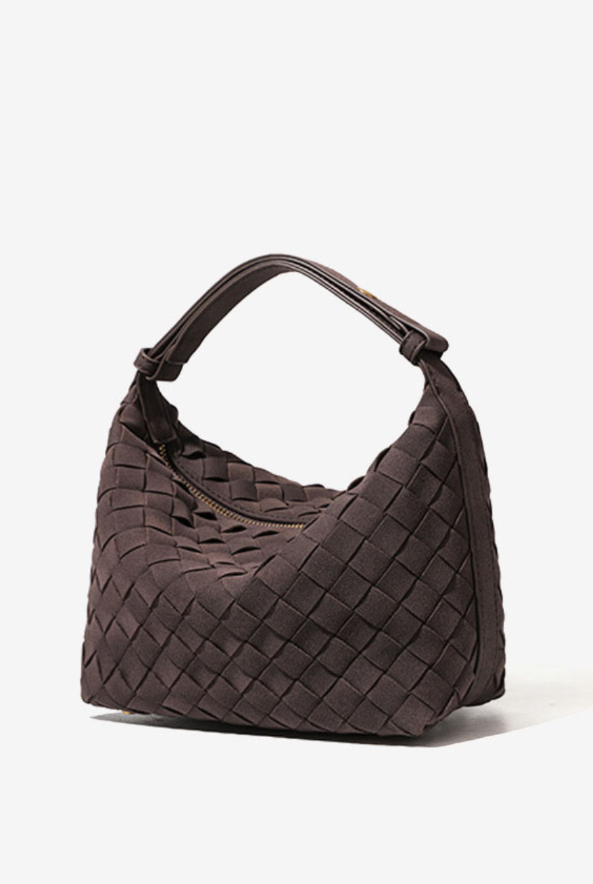 Woven Suede Hobo Bag: Espresso