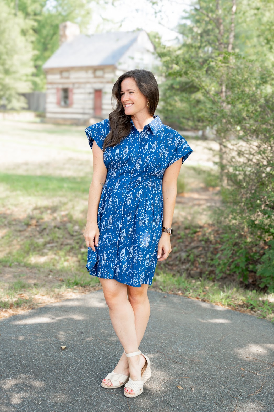 Short Sleeve Fish Print Dress