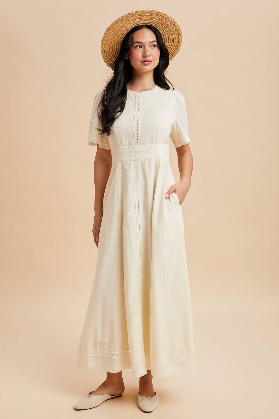 Buttercream Lace Inset Maxi Dress