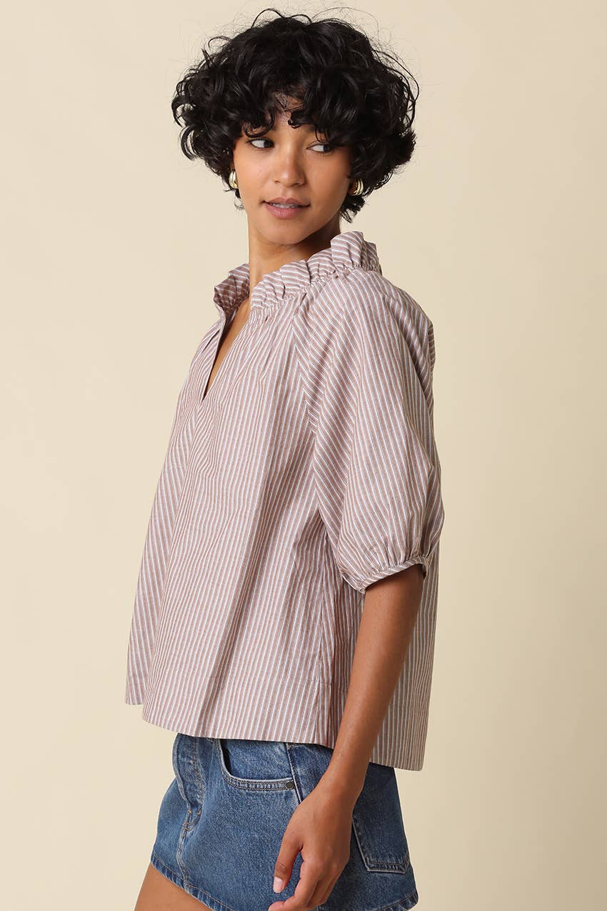 Evan Stripe Puff Sleeve Blouse