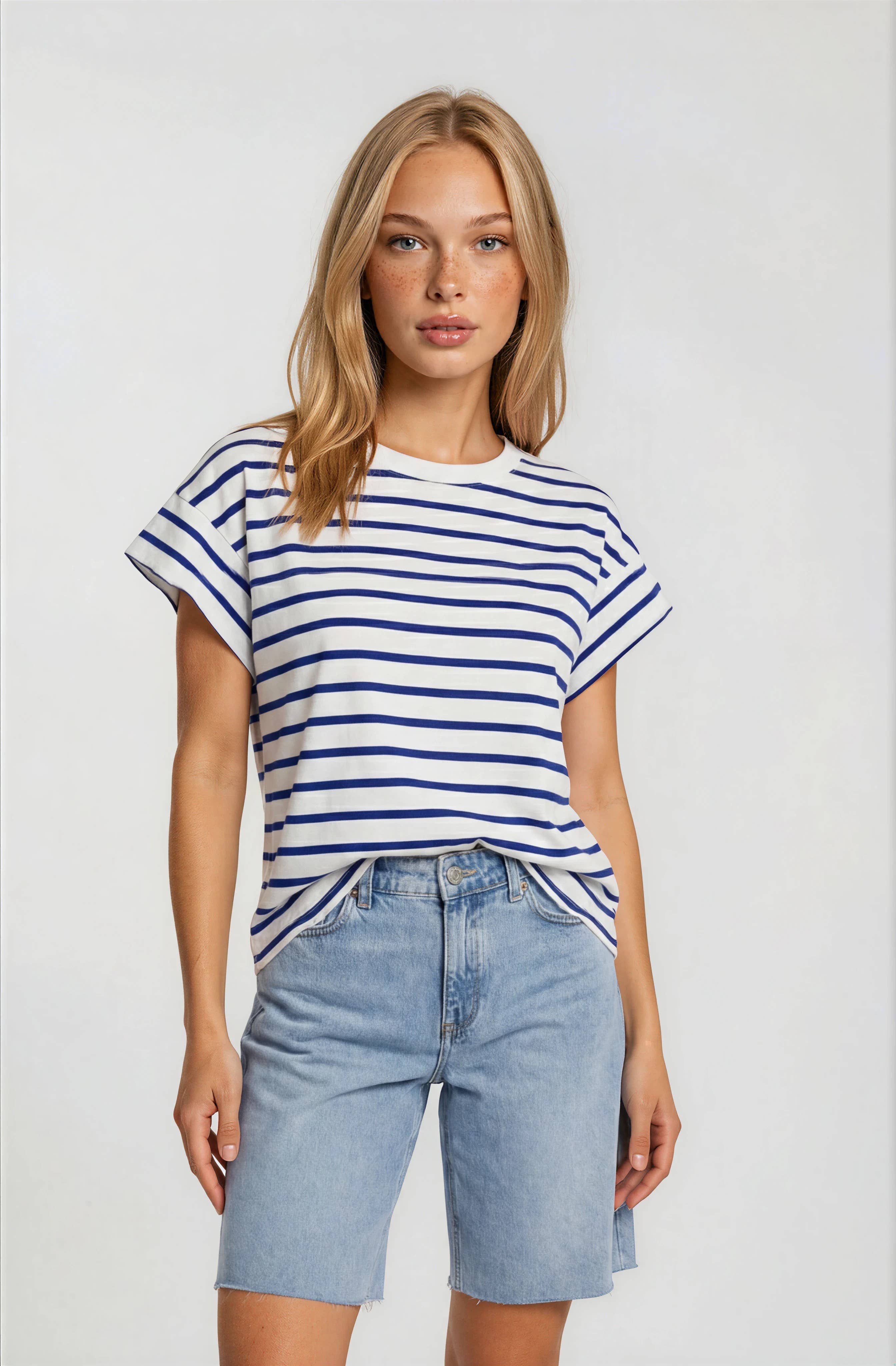 Royal Raglan Sleeve Stripe Tee