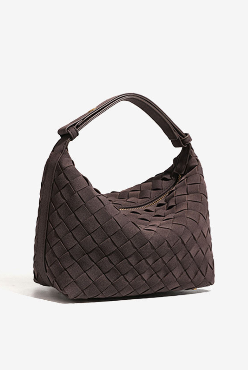 Woven Suede Hobo Bag: Espresso