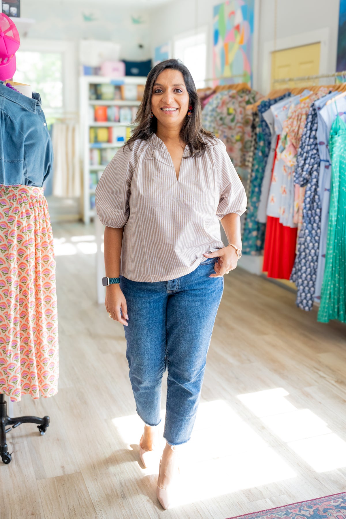 Evan Stripe Puff Sleeve Blouse