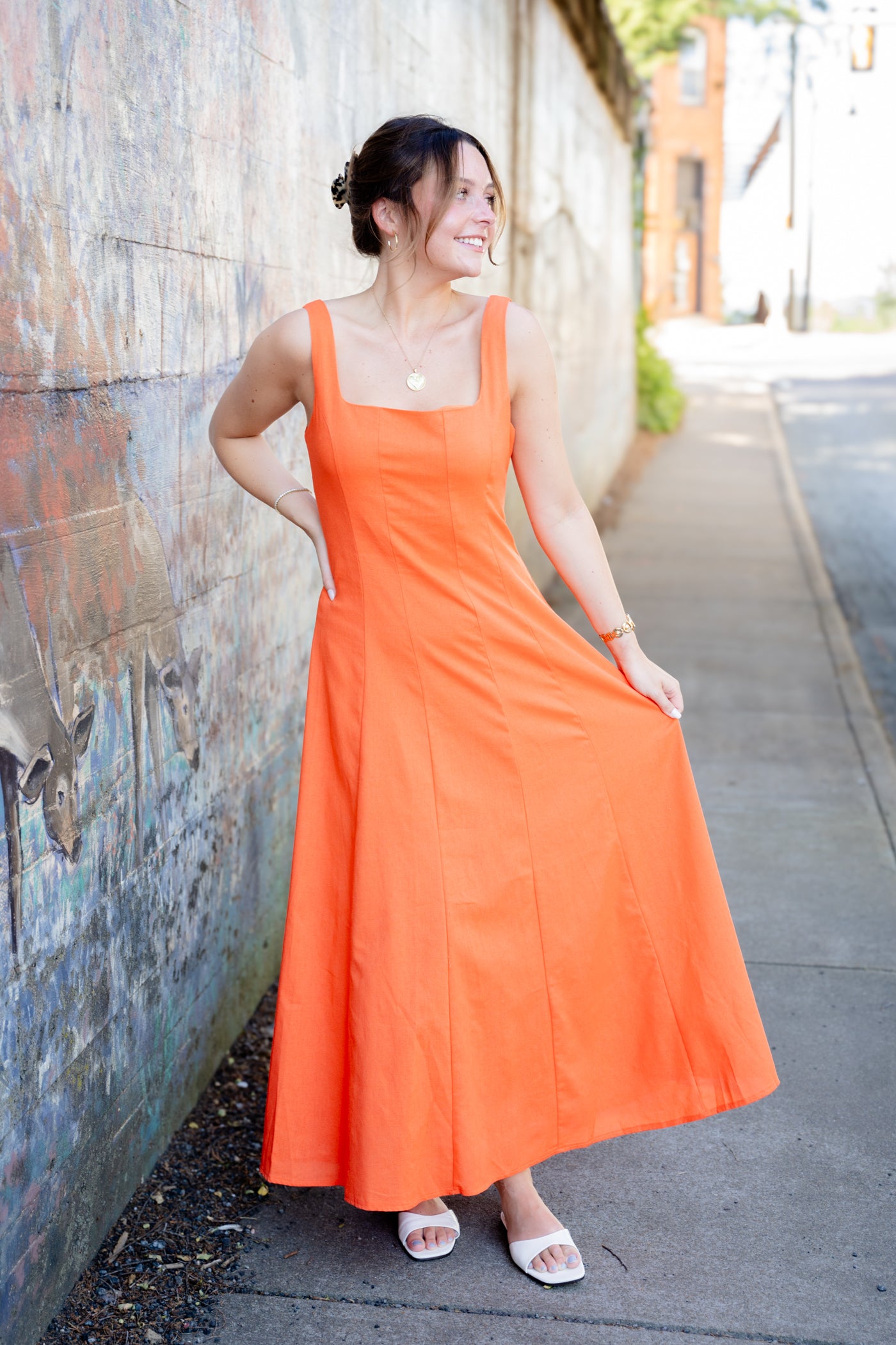 Sleeveless Poplin Fit & Flare Maxi Dress