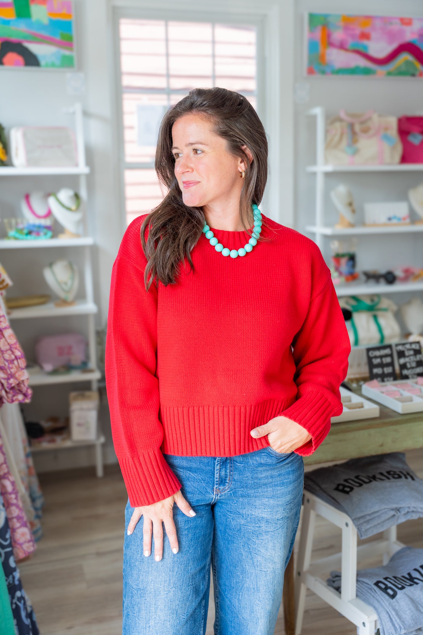 The Asher Sweater in Cherry Red