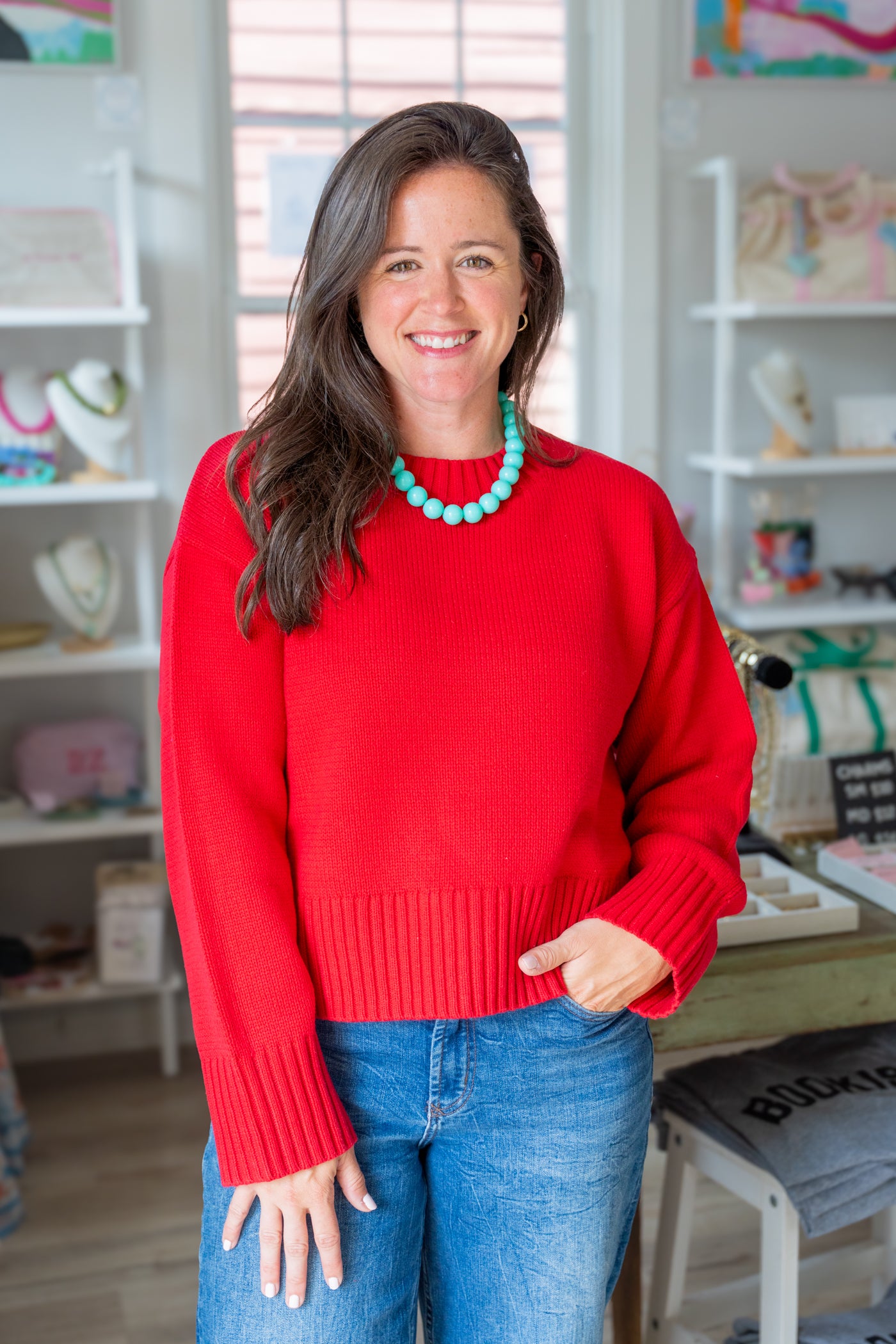 The Asher Sweater in Cherry Red