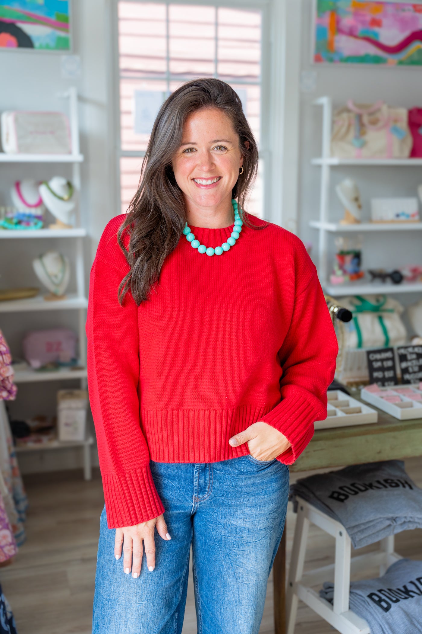 The Asher Sweater in Cherry Red