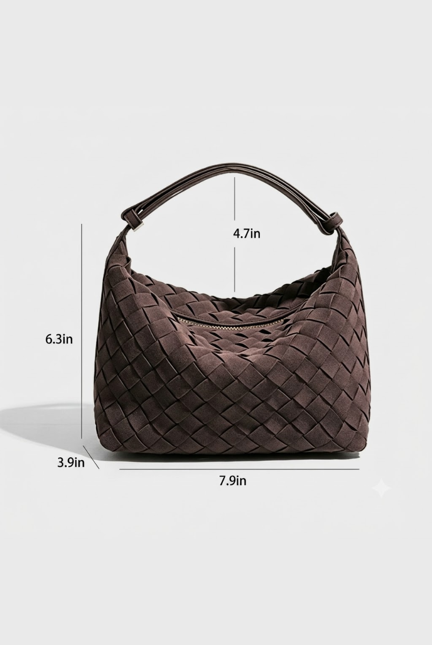 Woven Suede Hobo Bag: Espresso