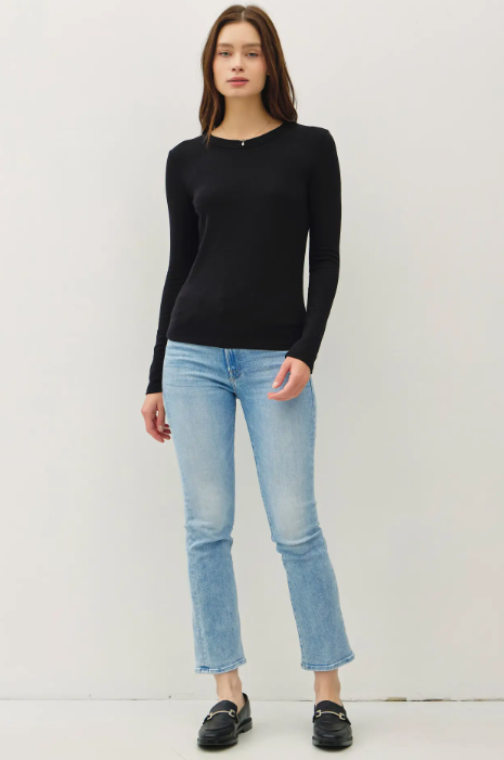 Round Neck Long Sleeve Knit Top
