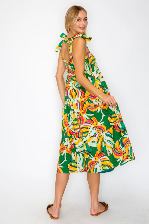 Calypso Monstera Midi Dress
