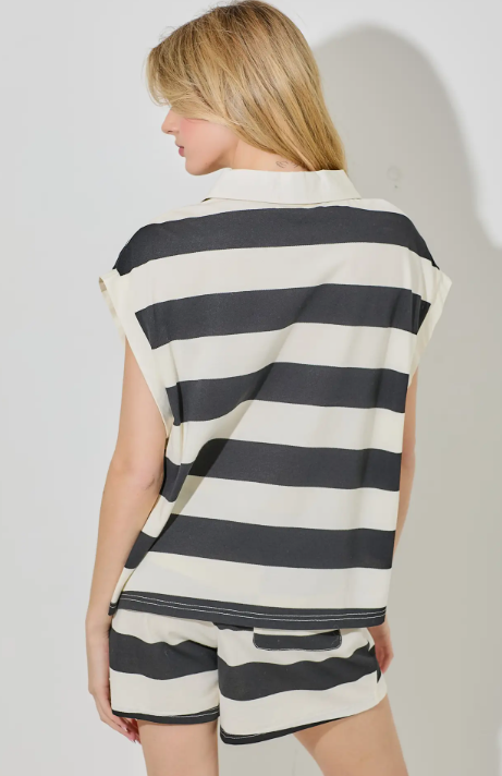 Susie Cap Sleeve Striped Shirt