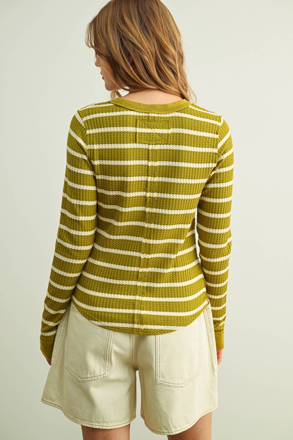 Green Olive Waffle Knit Top